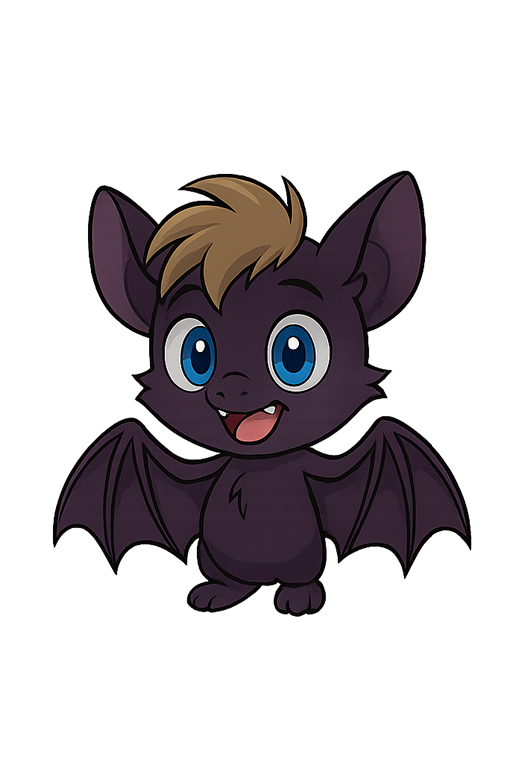 Wizzy bat mascot character - friendly and happy