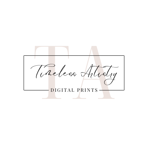 Timeless Artistry monogram logo -- serif TA letterforms on dark background